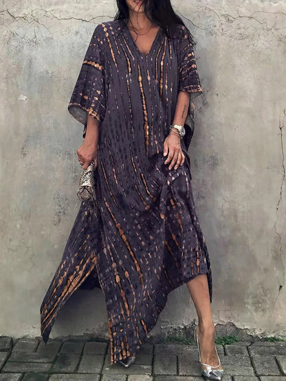 Kirsten | Dame maxikjole i kaftan stil med løstsiddende pasform
