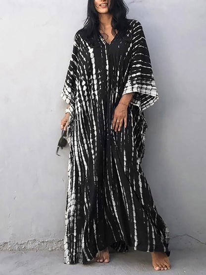 Kirsten | Dame maxikjole i kaftan stil med løstsiddende pasform