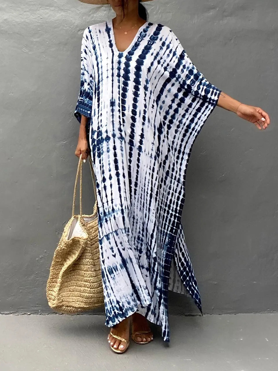 Kirsten | Dame maxikjole i kaftan stil med løstsiddende pasform