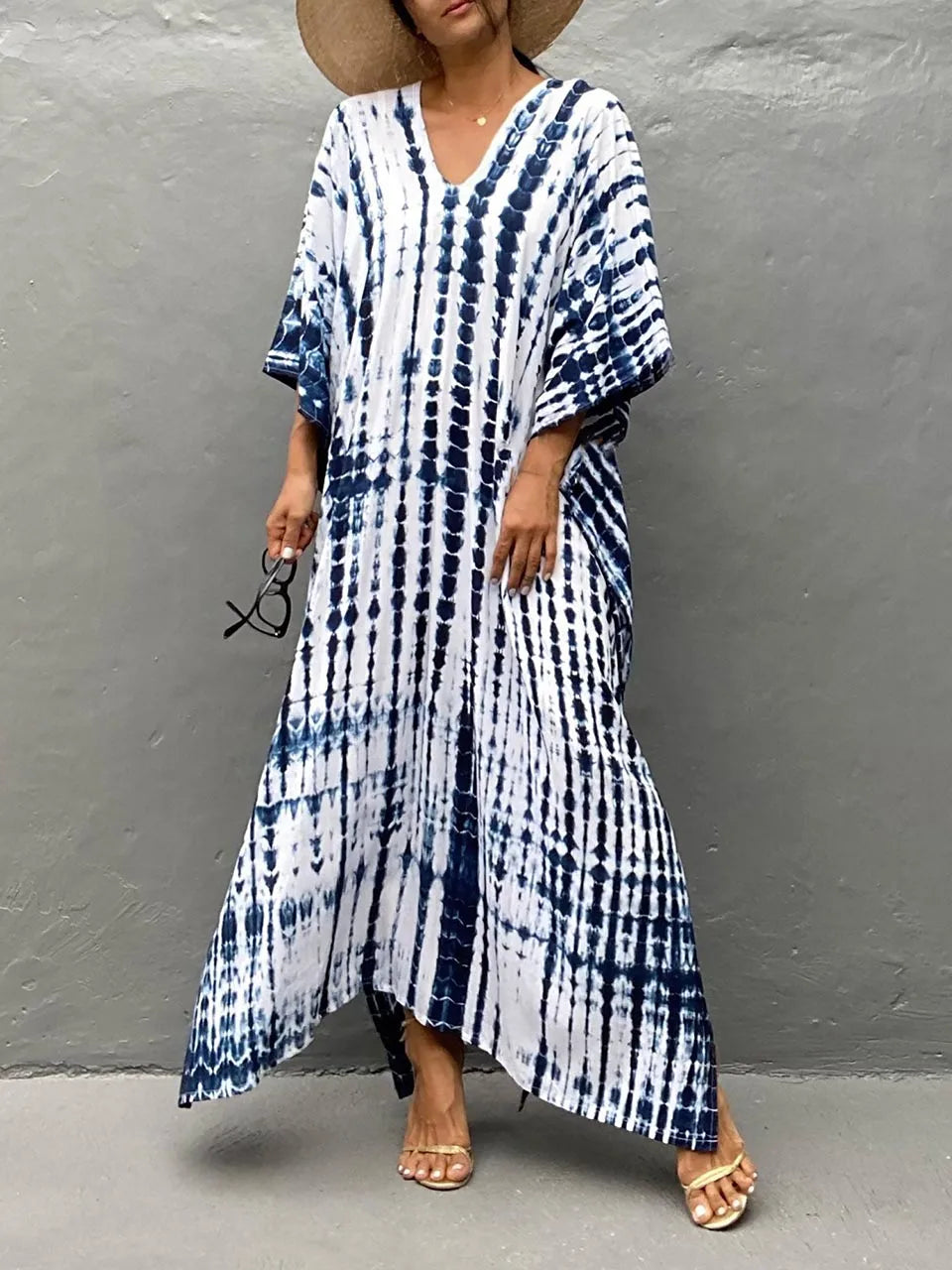 Kirsten | Dame maxikjole i kaftan stil med løstsiddende pasform