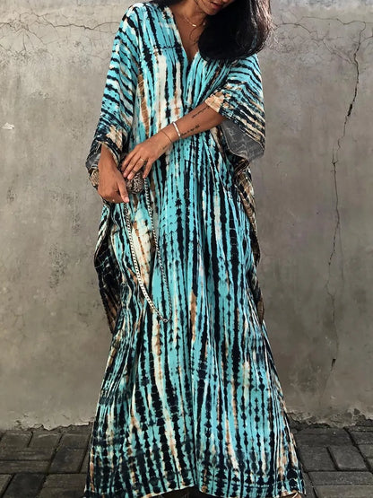 Kirsten | Dame maxikjole i kaftan stil med løstsiddende pasform
