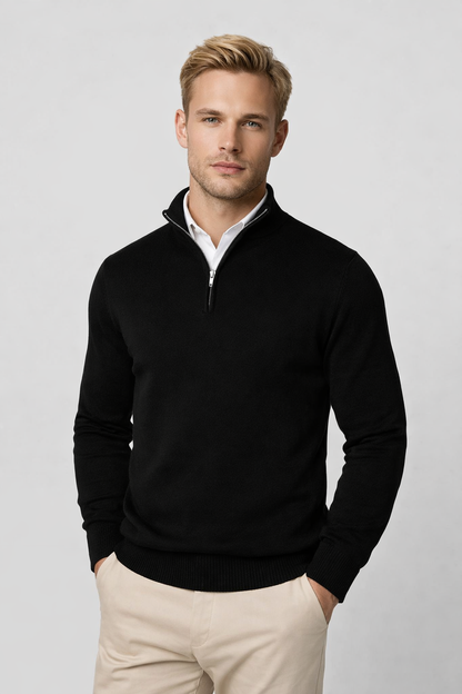 Claus | Herre sweater med lynlås og høj hals samt lange ærmer