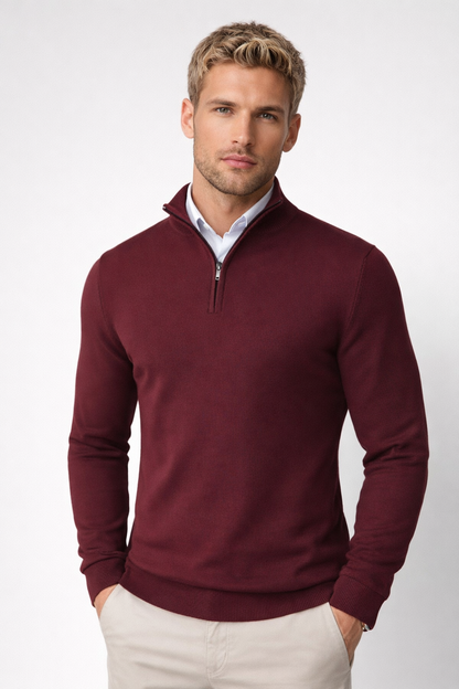 Claus | Herre sweater med lynlås og høj hals samt lange ærmer