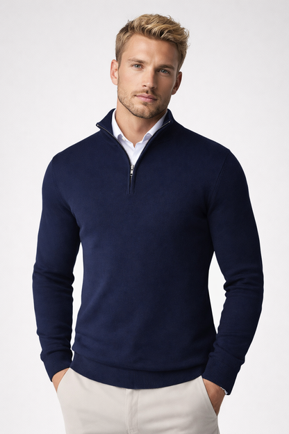 Claus | Herre sweater med lynlås og høj hals samt lange ærmer