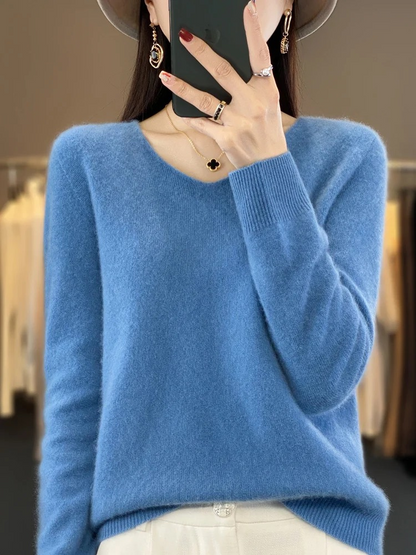 Marianne | Dame elegant kashmirpullover med blød V-udskæring