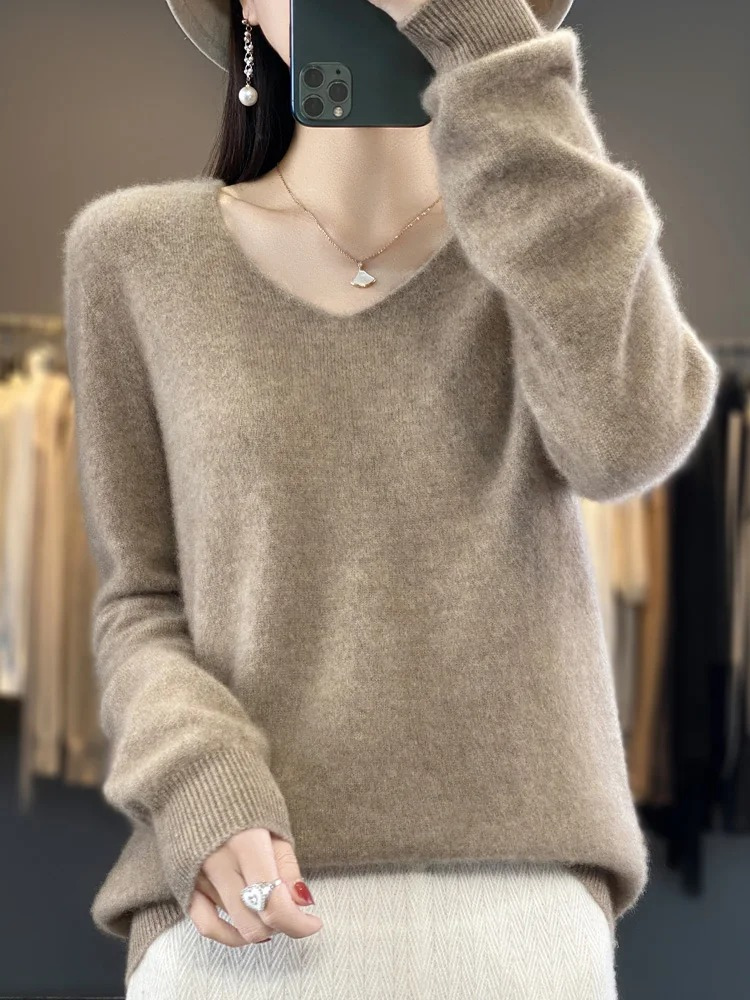 Marianne | Dame elegant kashmirpullover med blød V-udskæring