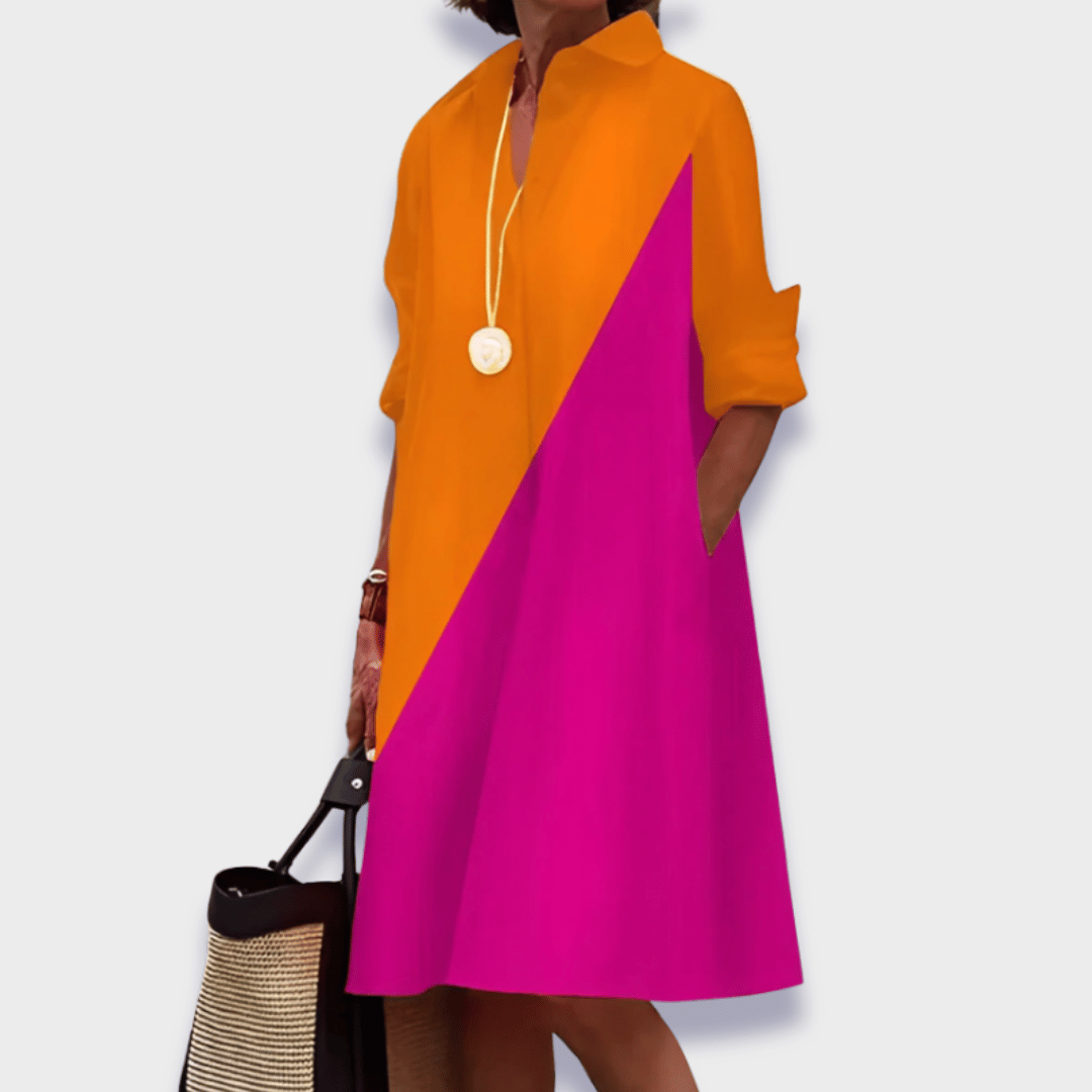 Clara | Dame løs midikjole med knapper og sommerdesign