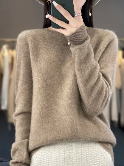 Ellinor | Dame elegant strikpullover med rund hals