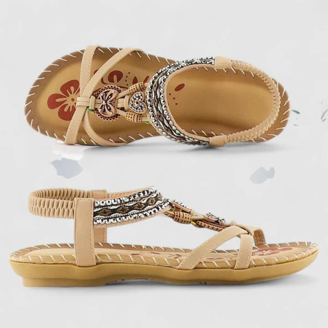 Rosa | Dame sandaler med remme og flad sål