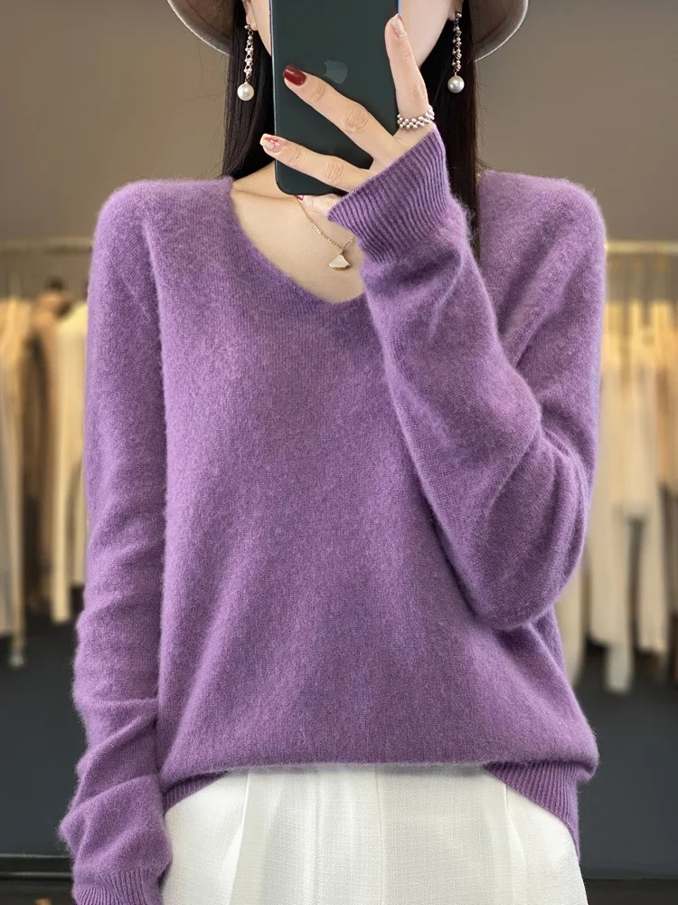 Marianne | Dame elegant kashmirpullover med blød V-udskæring