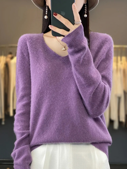 Marianne | Dame elegant kashmirpullover med blød V-udskæring