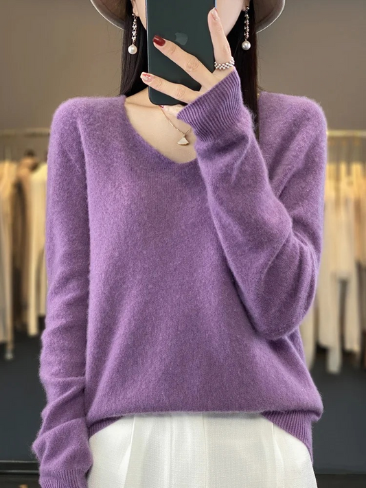 Marianne | Eleganter Damen-Kaschmirpullover mit weichem V-Ausschnitt