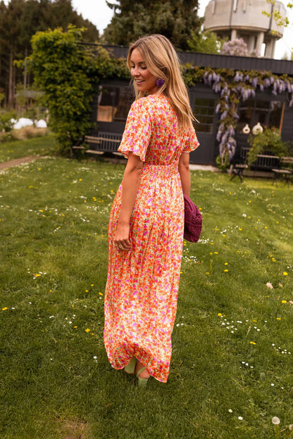 Else | Dame maxikjole med blomsterprint og markeret talje