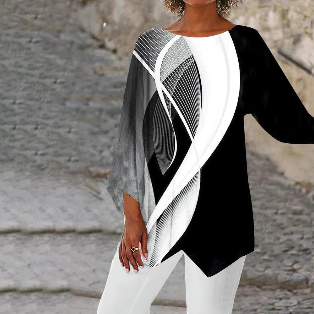 Esther | Moderne geometriske tunika med lange ærmer