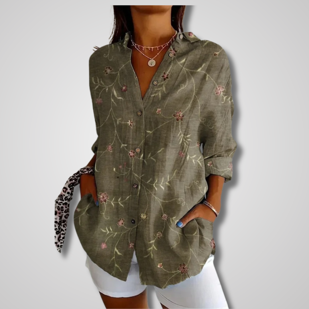 Hilda | Vintage skjorte til kvinder med broderi | Klassisk stil