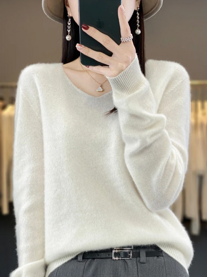Marianne | Dame elegant kashmirpullover med blød V-udskæring