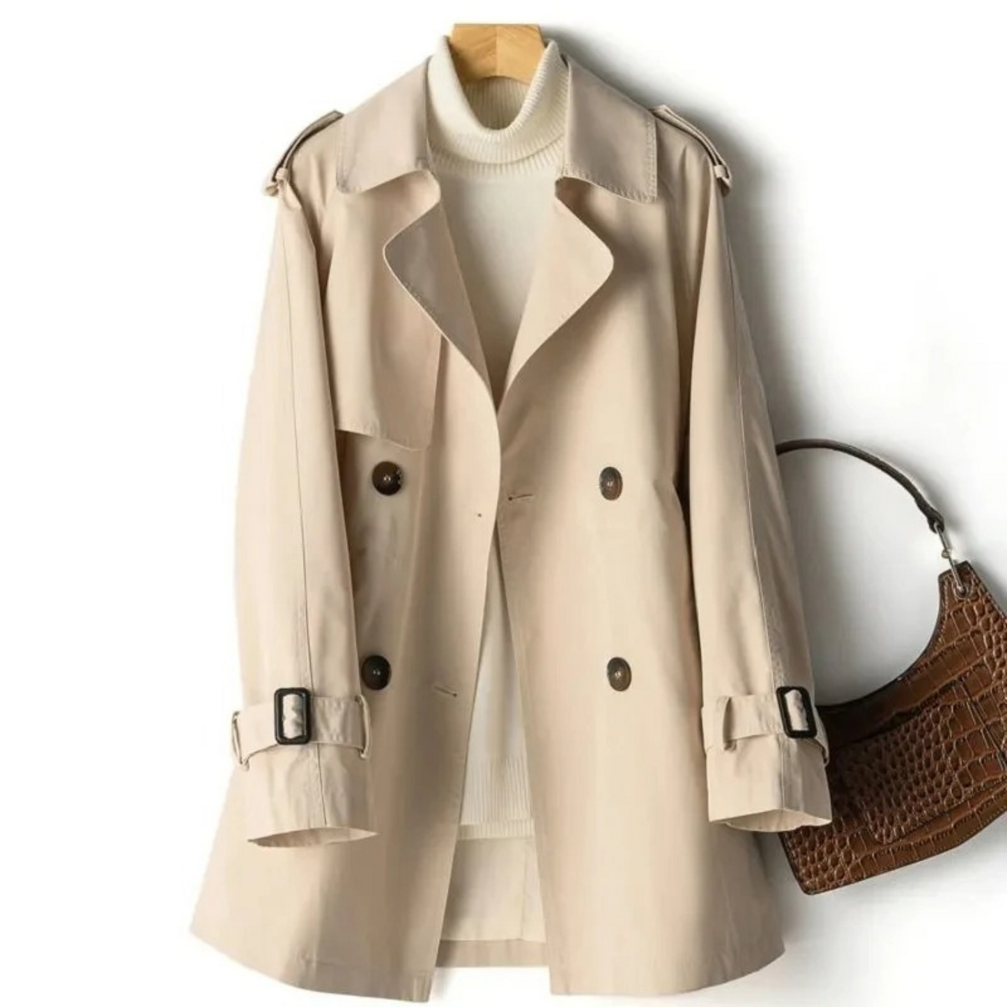 Jette | Dame afslappet trenchcoat med klassisk dobbeltradet design