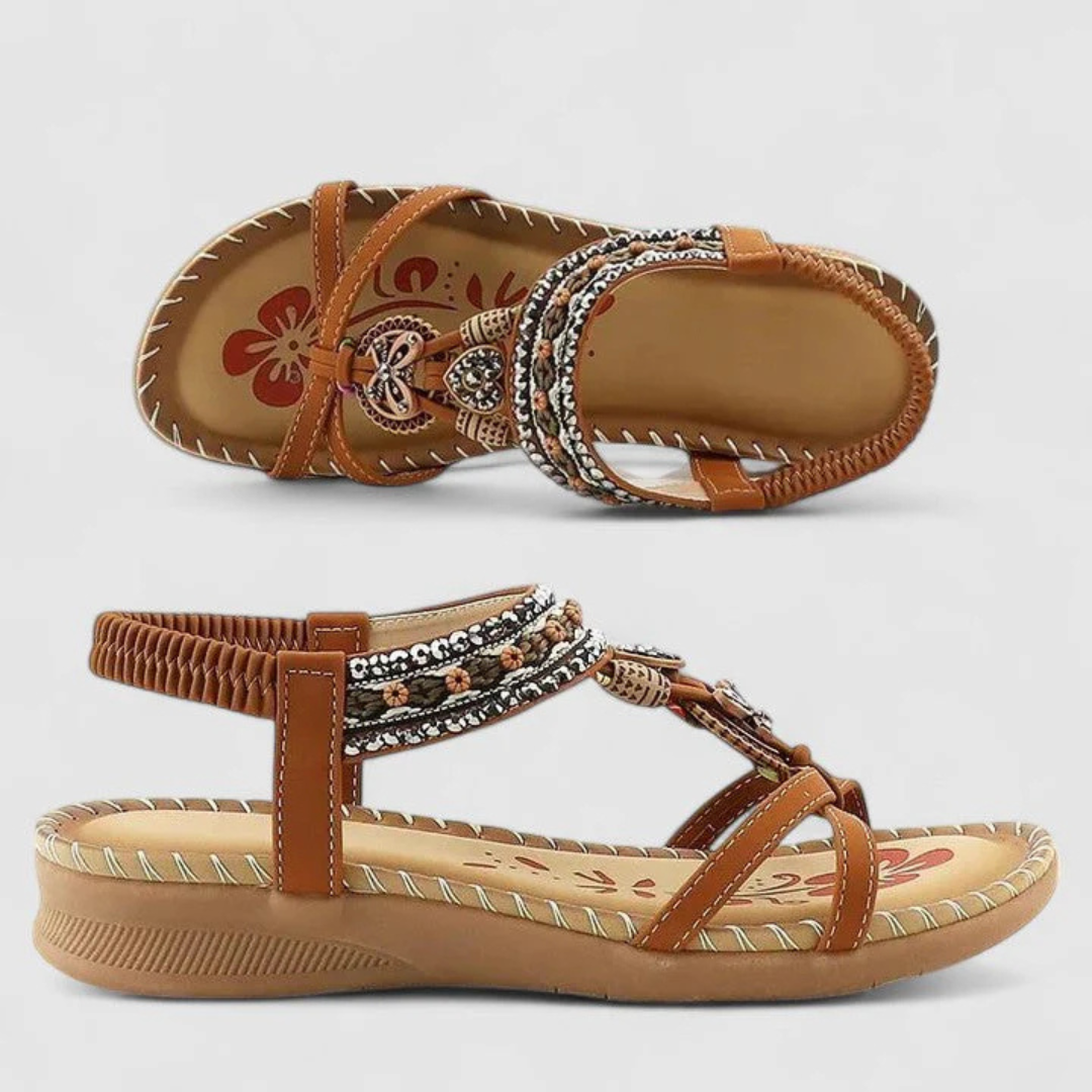 Rosa | Dame sandaler med remme og flad sål