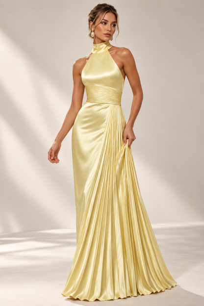 Annelise | Maxikleid mit plissiertem Design und asymmetrischem Schnitt