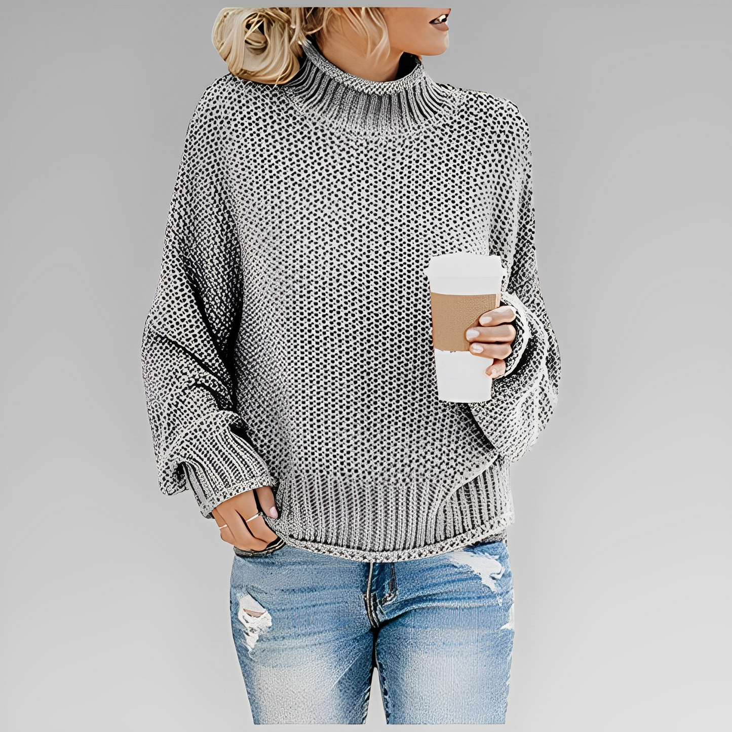 Charlotte | Trendy strikpullover med høj hals og afslappet design
