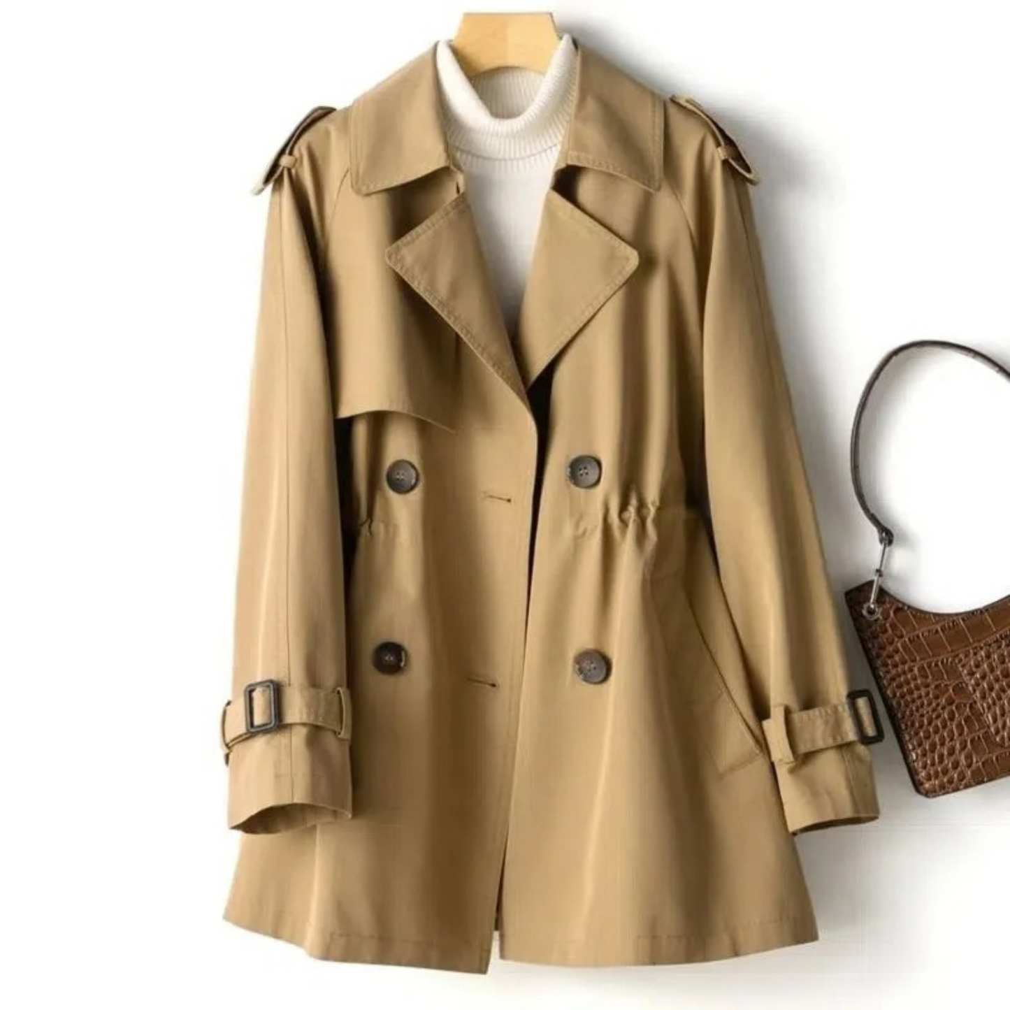 Jette | Dame afslappet trenchcoat med klassisk dobbeltradet design