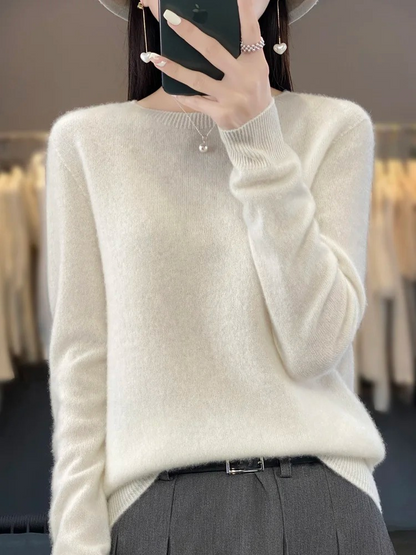 Ellinor | Dame elegant strikpullover med rund hals