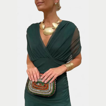 Louise | Dame aftenkjole med off shoulder og elegant draperet fald