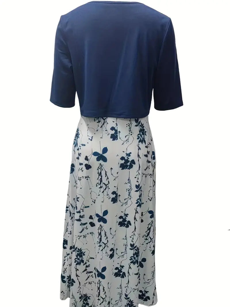 Asta | Dame elegant kjolesæt med blomsterprint og kort jakke