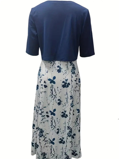 Asta | Dame elegant kjolesæt med blomsterprint og kort jakke