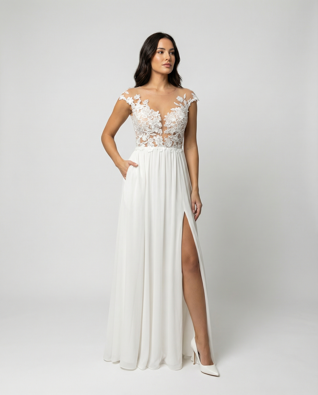 Lærke | Maxikjole med blomsterprint og sideslids | Maxi