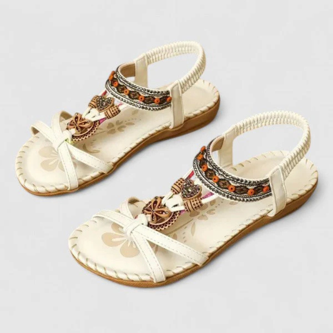 Rosa | Dame sandaler med remme og flad sål