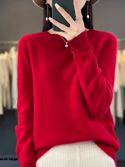 Ellinor | Dame elegant strikpullover med rund hals