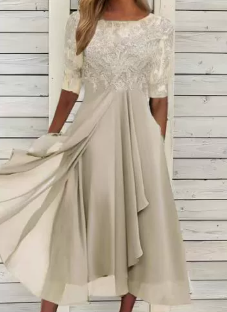 Karina | Elegant midikjole med dekorativ overdel | Midi