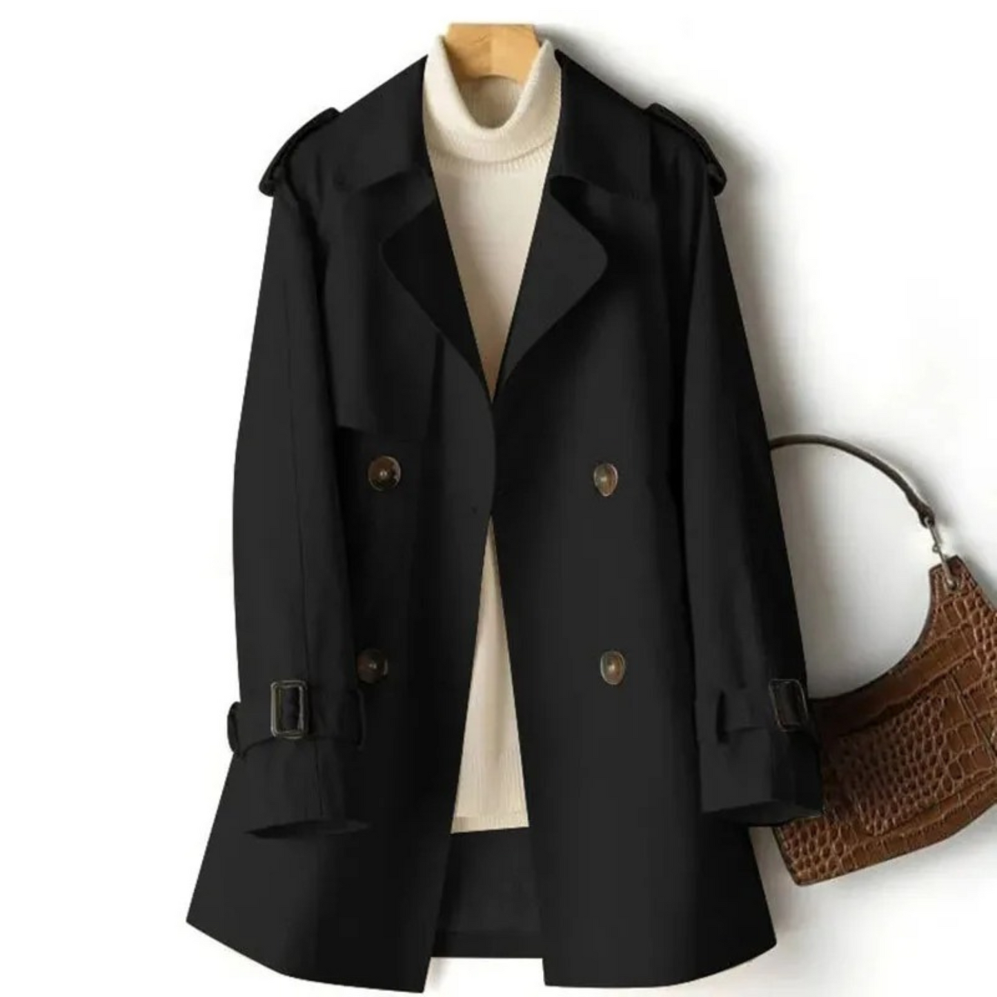 Jette | Dame afslappet trenchcoat med klassisk dobbeltradet design