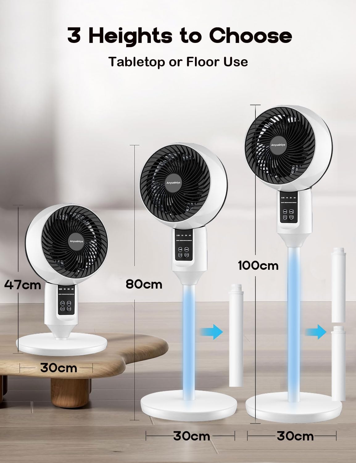 Solis | Verstellbarer Säulenventilator mit Fernbedienung und Schwenkfunktion
