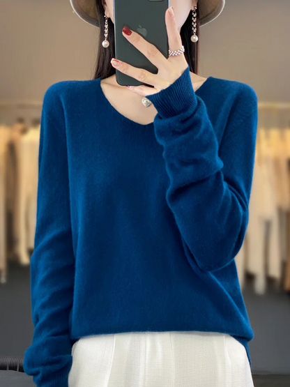Marianne | Dame elegant kashmirpullover med blød V-udskæring