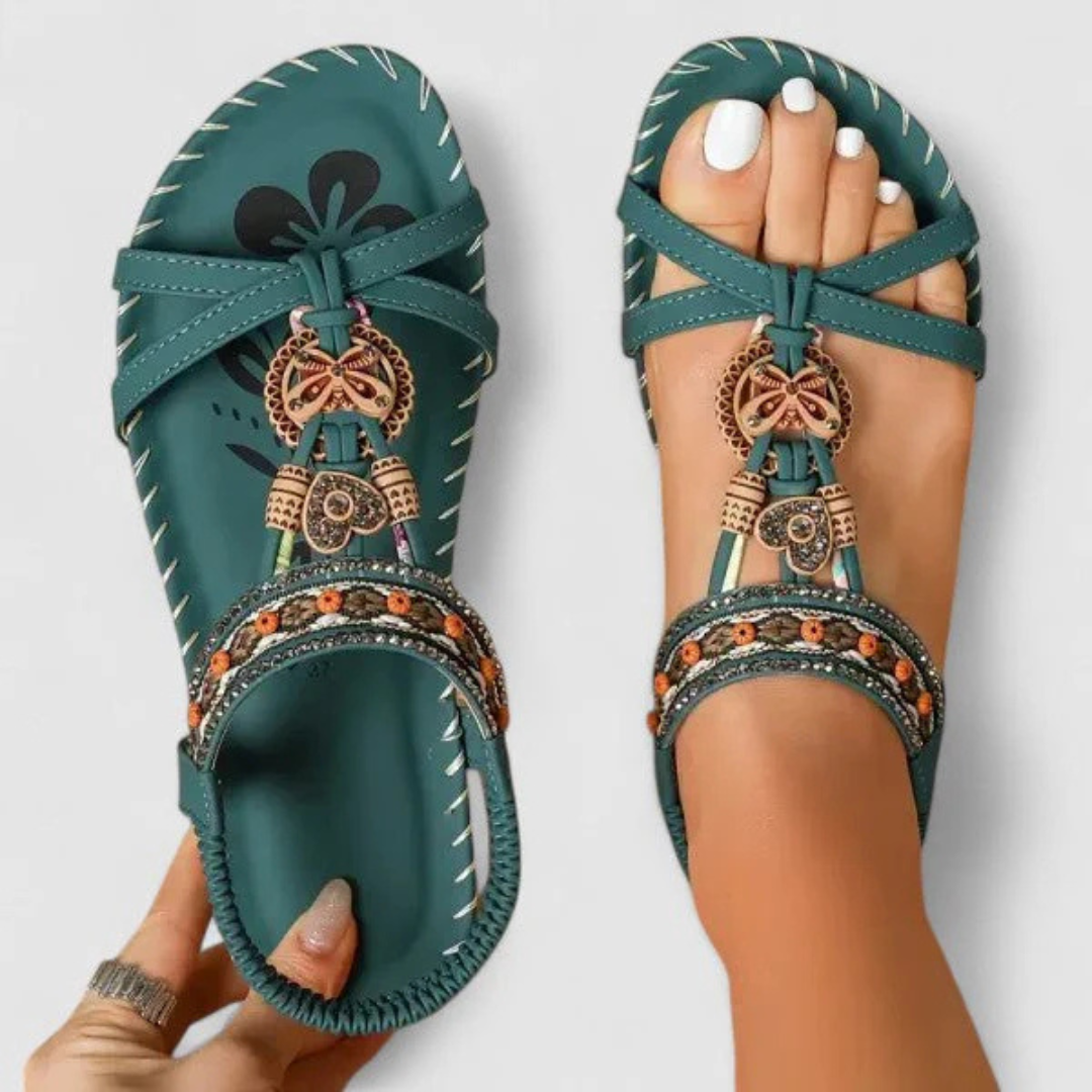 Rosa | Dame sandaler med remme og flad sål