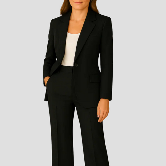 Lajla| Elegant damejakkesæt med lang blazer og matchende bukser | Formal