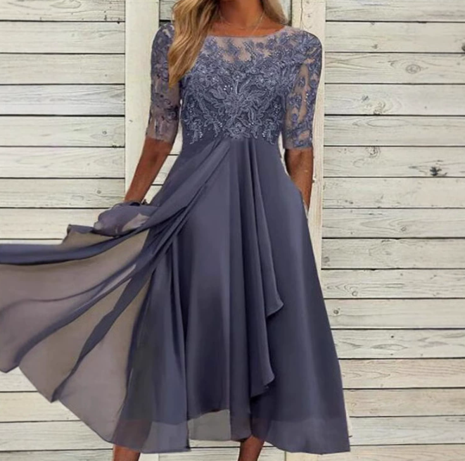 Karina | Elegant midikjole med dekorativ overdel | Midi