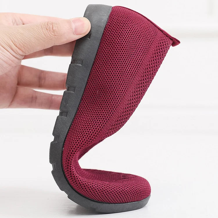 Dagrun | Dame ortopædiske slip-on sneakers i åndbart strikstof