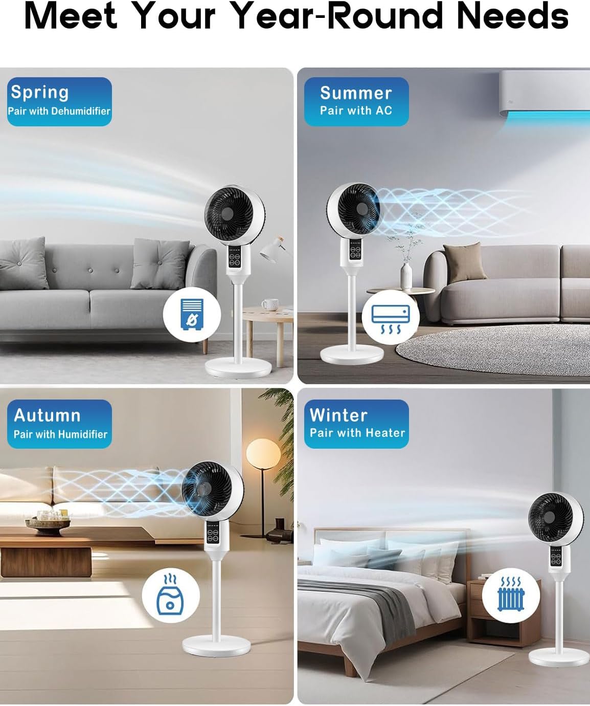 Solis | Verstellbarer Säulenventilator mit Fernbedienung und Schwenkfunktion