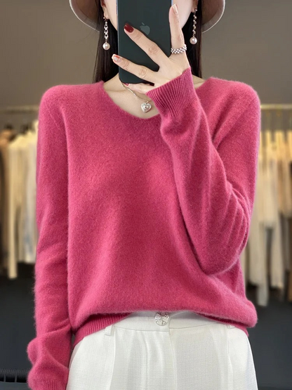 Marianne | Dame elegant kashmirpullover med blød V-udskæring
