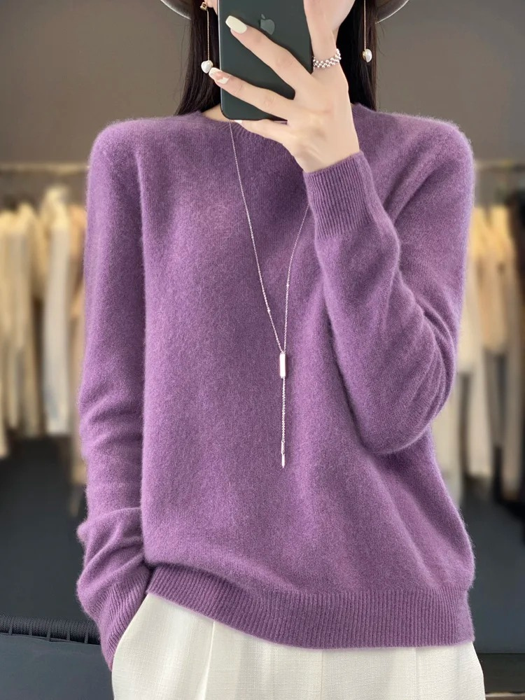 Ellinor | Dame elegant strikpullover med rund hals