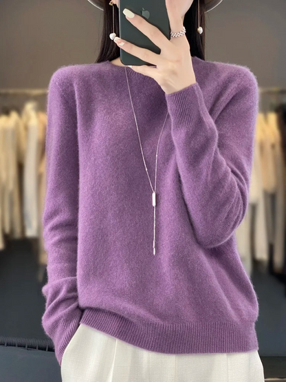 Ellinor | Dame elegant strikpullover med rund hals