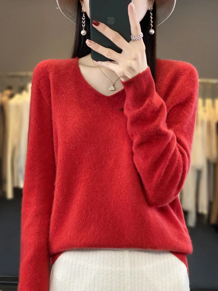 Marianne | Dame elegant kashmirpullover med blød V-udskæring