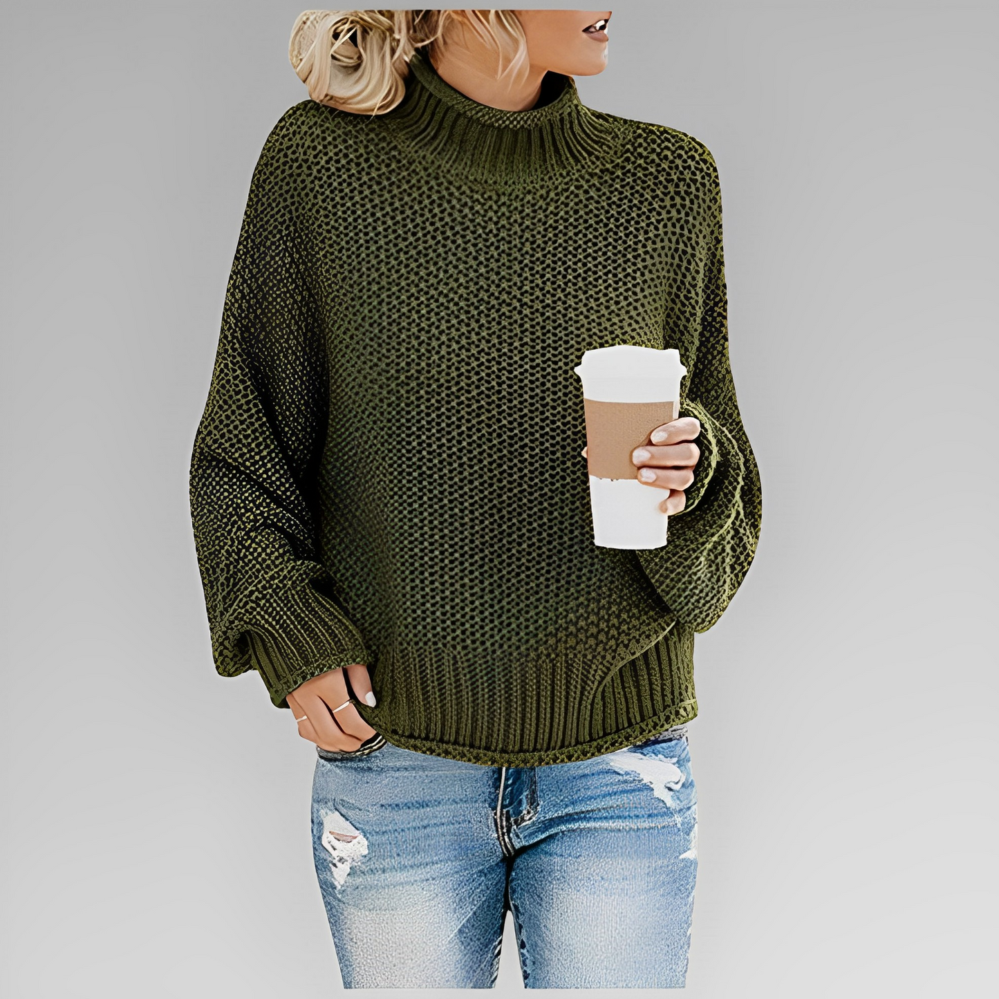 Charlotte | Trendy strikpullover med høj hals og afslappet design