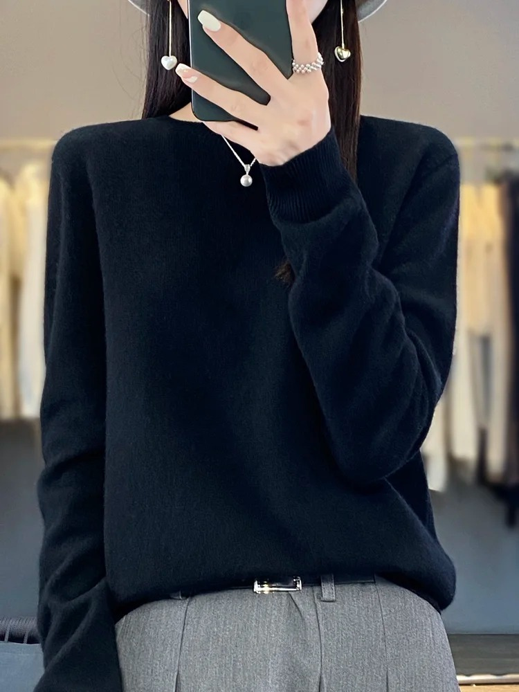 Ellinor | Dame elegant strikpullover med rund hals