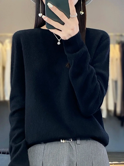 Ellinor | Dame elegant strikpullover med rund hals