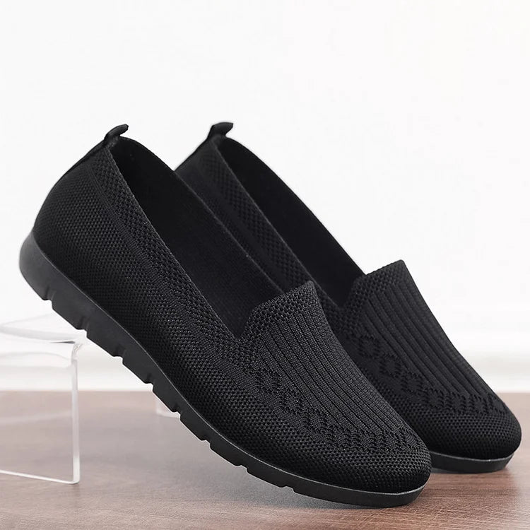 Dagrun | Dame ortopædiske slip-on sneakers i åndbart strikstof
