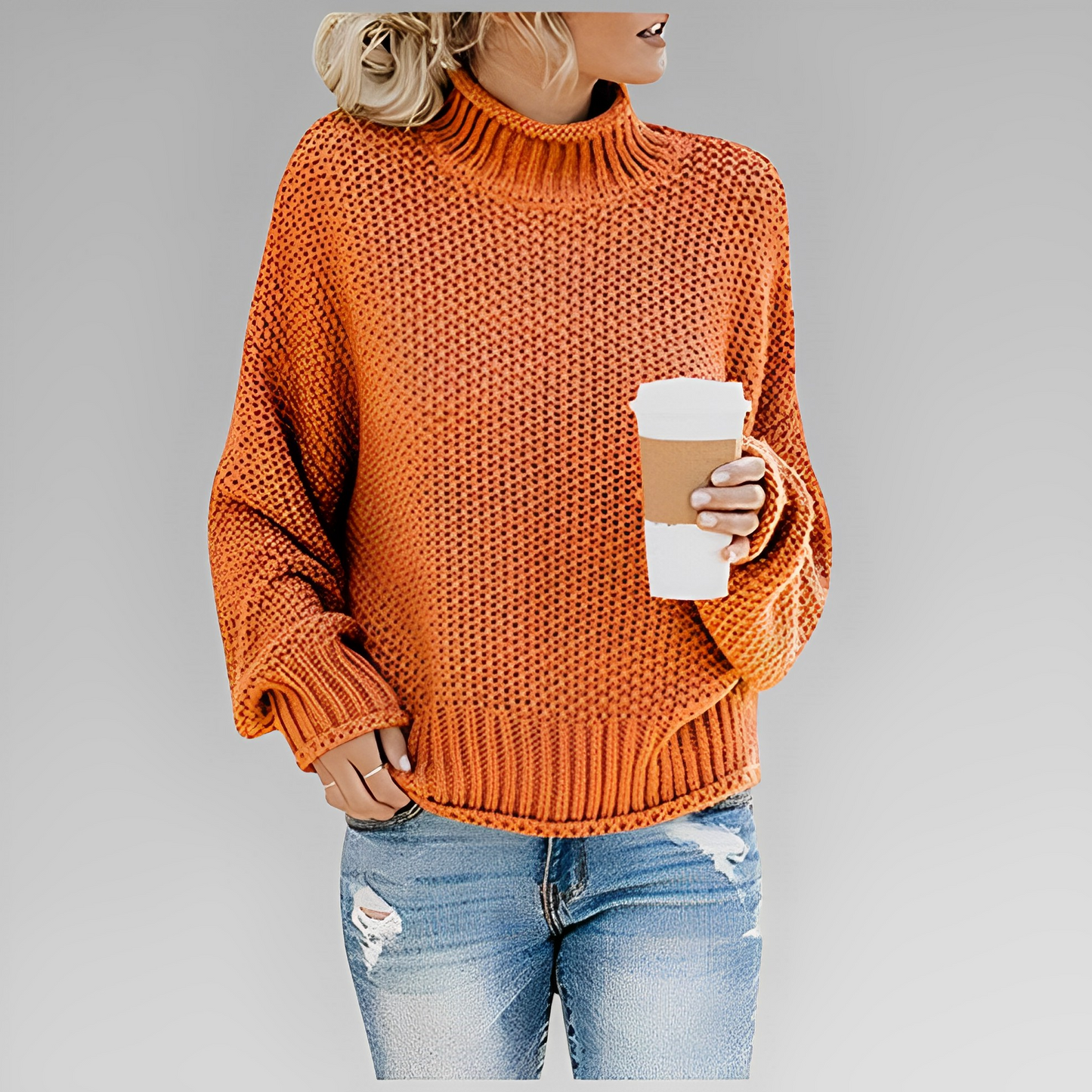 Charlotte | Trendy strikpullover med høj hals og afslappet design